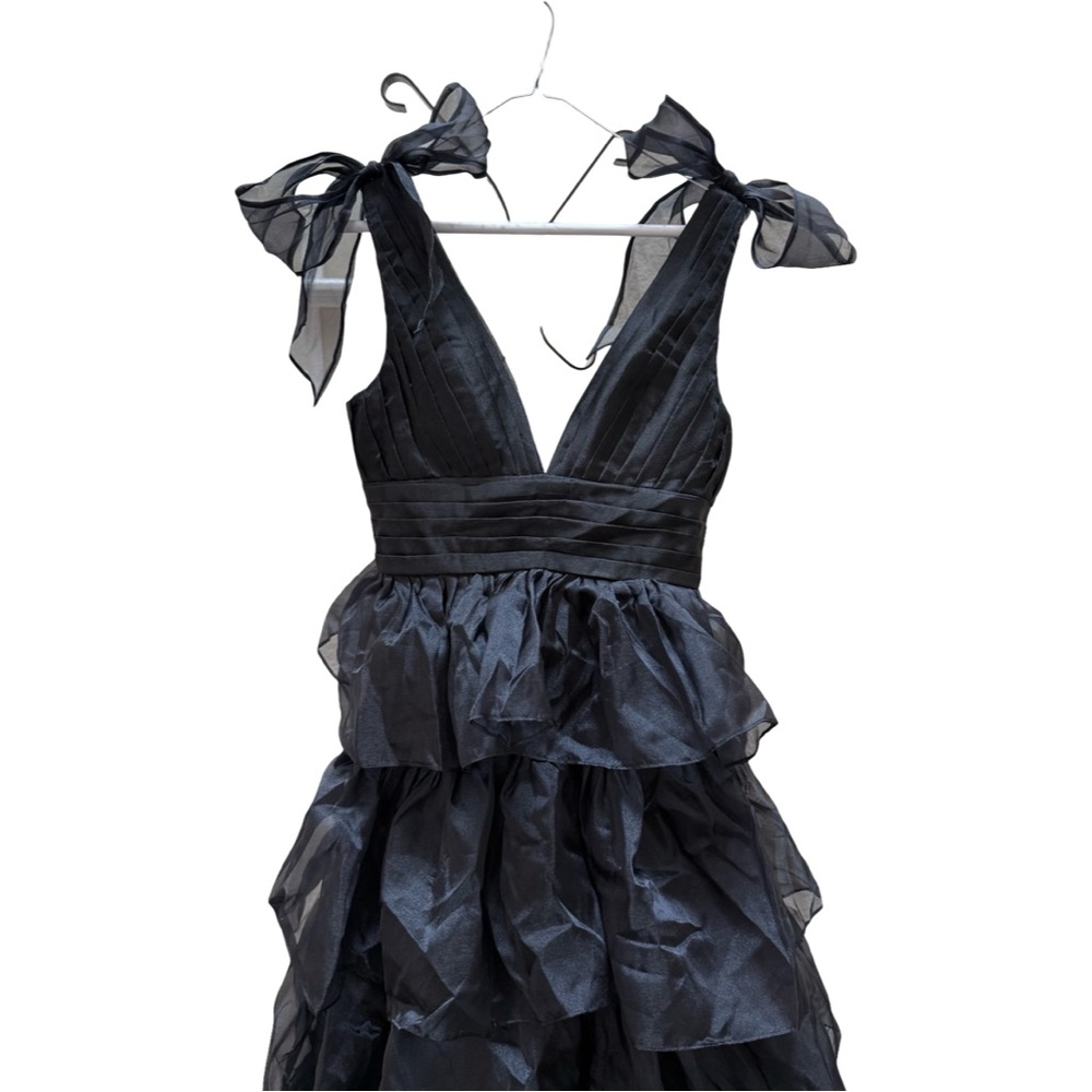 Ceremony Gown – Gothic Ruffle Dress with Slit & Bows” NWOT-Small - Picture 5 of 17